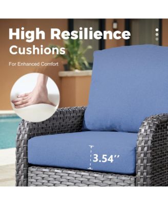 4 Pieces Patio Fruniture Set,Outdoor Wicker Sofa with Outdoor Wicker Sofa with Chairs,Coffee Table,High Back Loveseat with Thickened Cushion