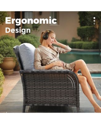 4 Pieces Patio Fruniture Set,Outdoor Wicker Sofa with Outdoor Wicker Sofa with Chairs,Coffee Table,High Back Loveseat with Thickened Cushion