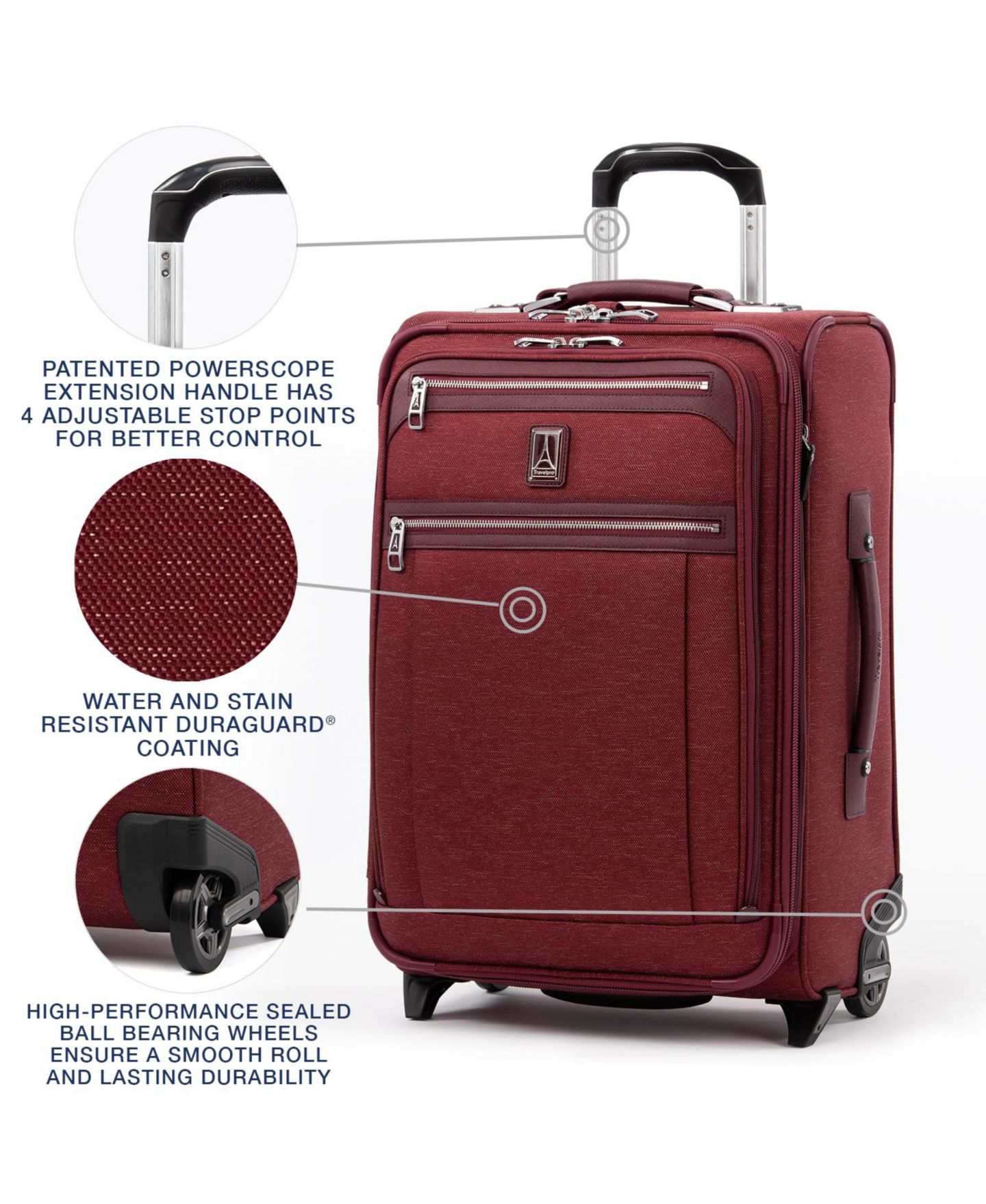 Сумка Travelpro Platinum Elite 21" 2-Wheel Rollaboard, цвет: Бордо — фото 3