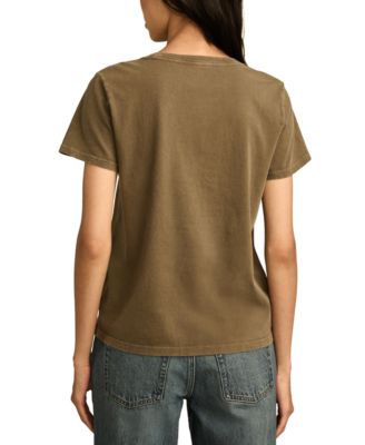 Женская хлопковая футболка Lucky Brand с круглым вырезом и блестками 