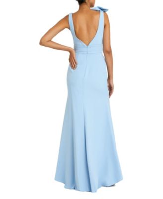 Women's Sleeveless V Neck Bow Detail Mermaid Gown
