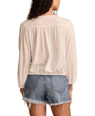 Женский хлопковый топ с кружевной отделкой и вышитыми ушками от бренда Lucky