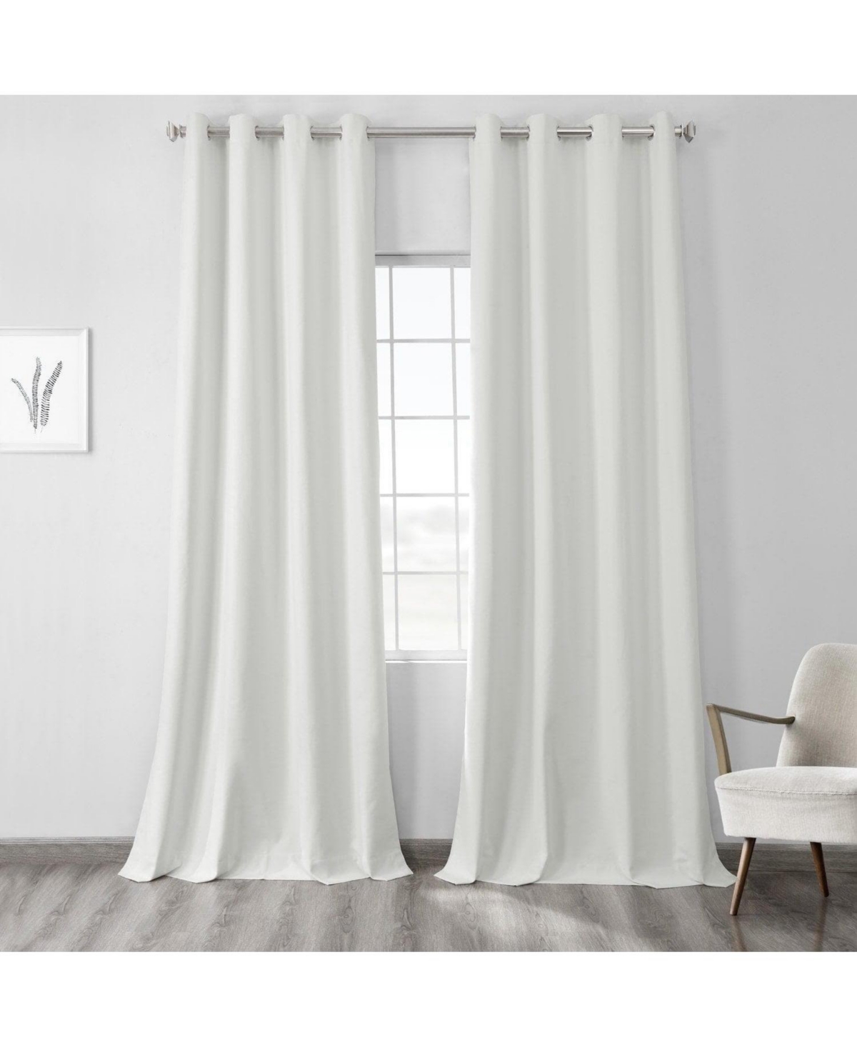 Starlight Off White Grommet Thermal Cross Linen Weave Blackout Curtain - White
