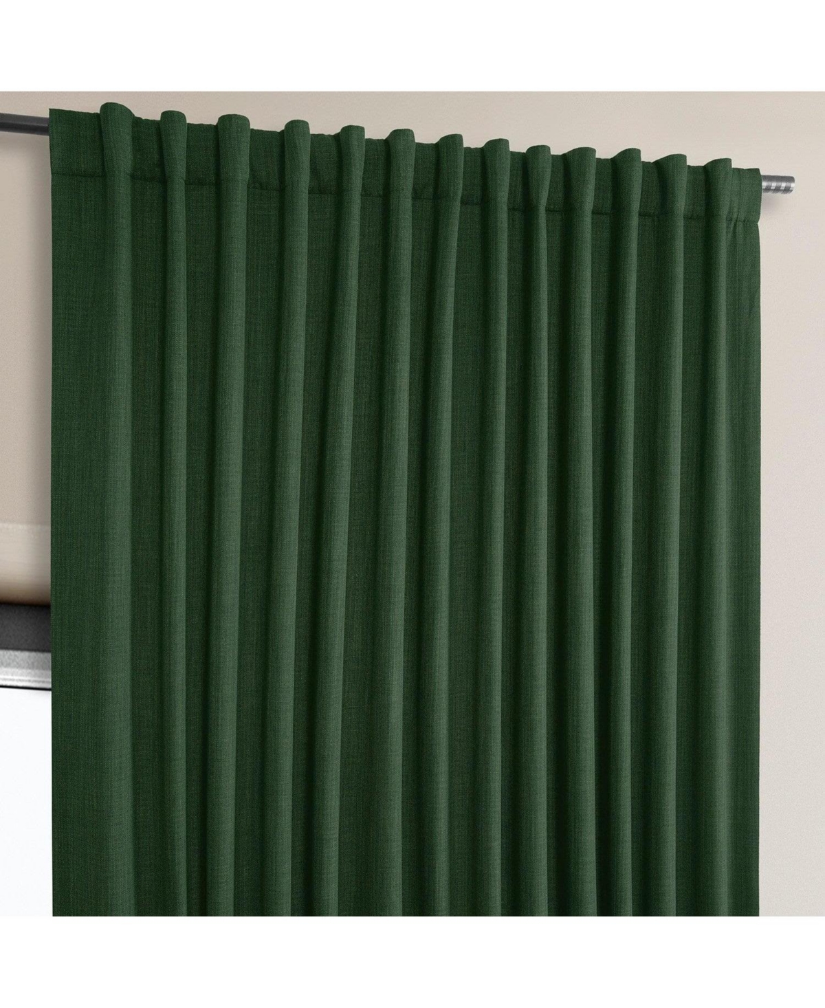 Half Price Drapes Key Green Extra Wide Textured Faux Linen Room Darkening Curtain In Green