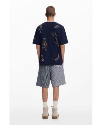 Men's T-shirt with tribal embroidery