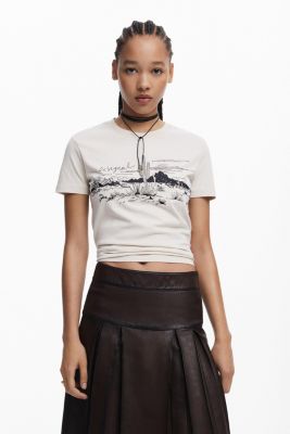 Женская футболка Desigual с коротким рукавом и пейзажем