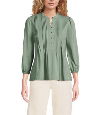 Women's Lightweight Jersey Button Pintuck Top