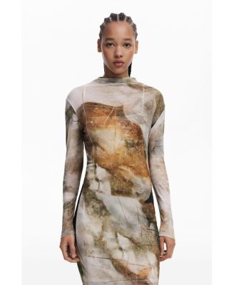 Дизайнерское женское платье с имитацией шеи