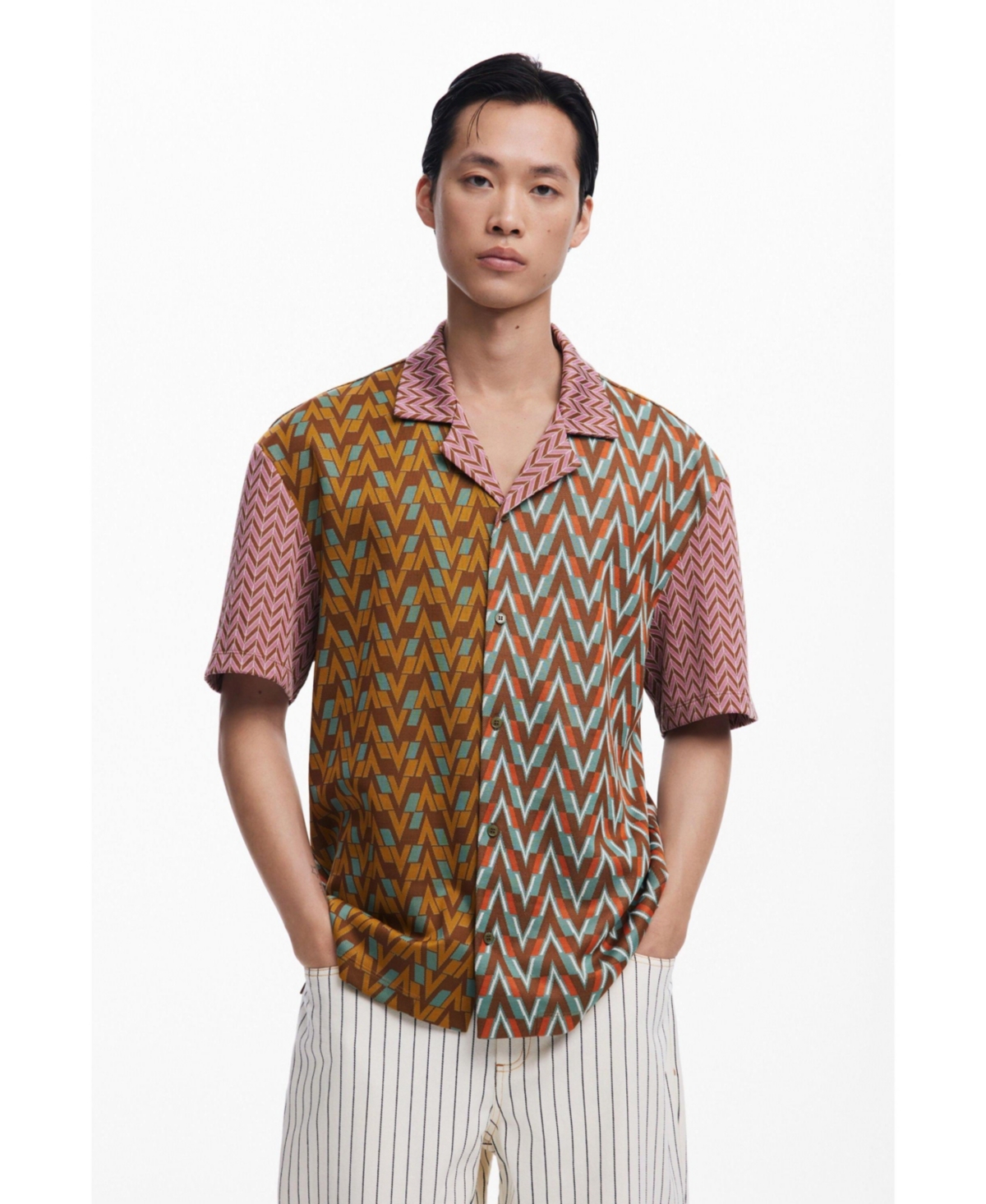 DESIGUAL MEN'S SIXTIES JACQUARD SHIRT 