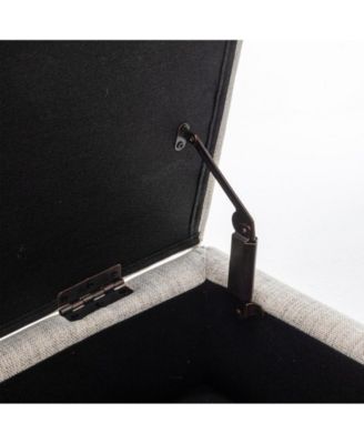 Tufted Storage Ottoman Bench for Bedroom or Entryway, Linen Storage Bench with Solid Wood Legs