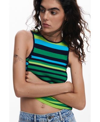 Женская трикотажная футболка Desigual в полоску со швами