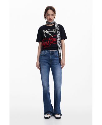 Женская футболка Desigual вишневого цвета на шнуровке