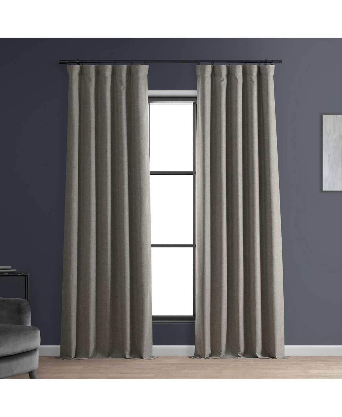 Half Price Drapes Destination Slate Faux Linen Hotel Blackout Curtain In Grey