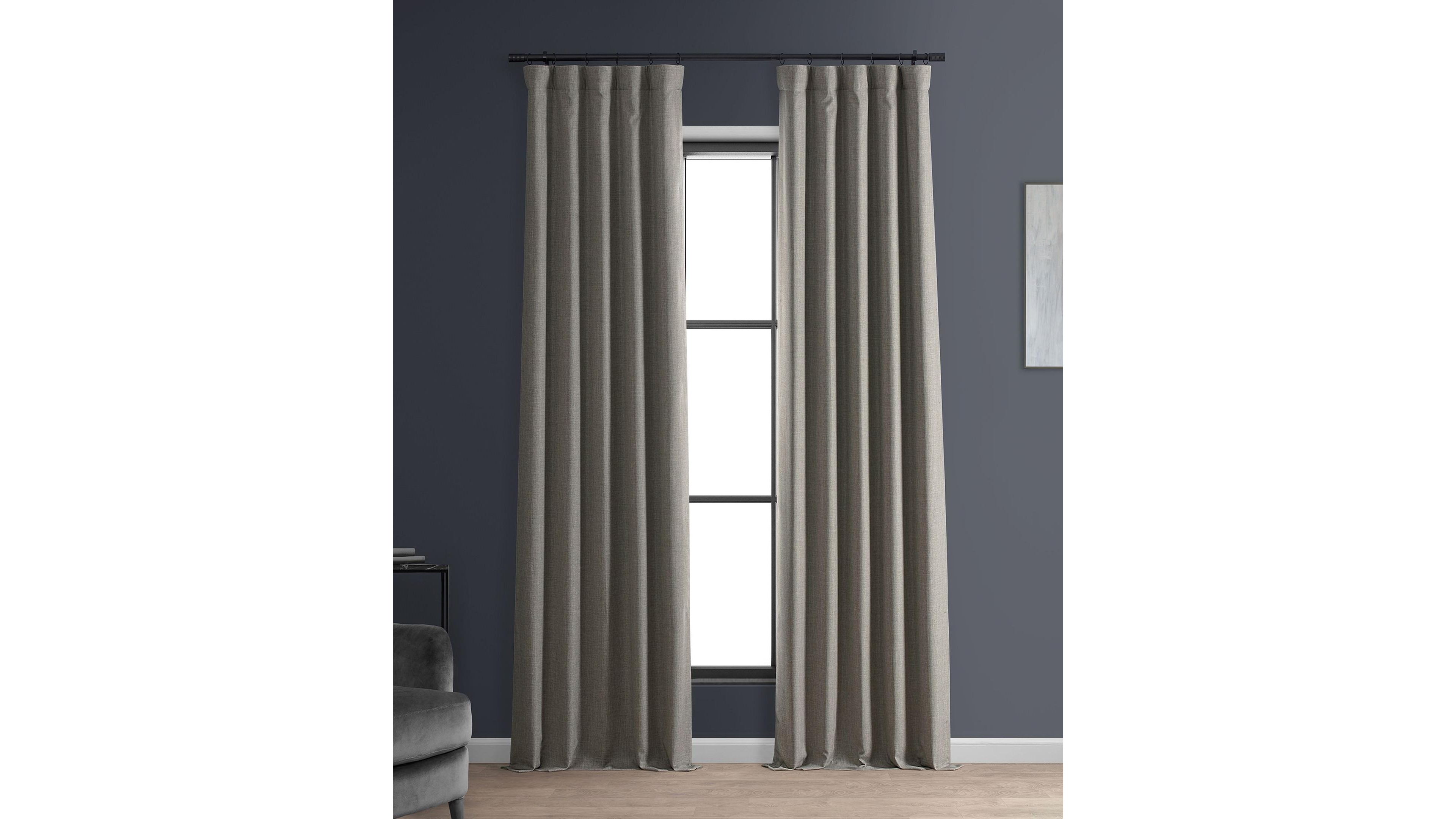 Half Price Drapes Destination Slate Faux Linen Hotel Blackout Curtain