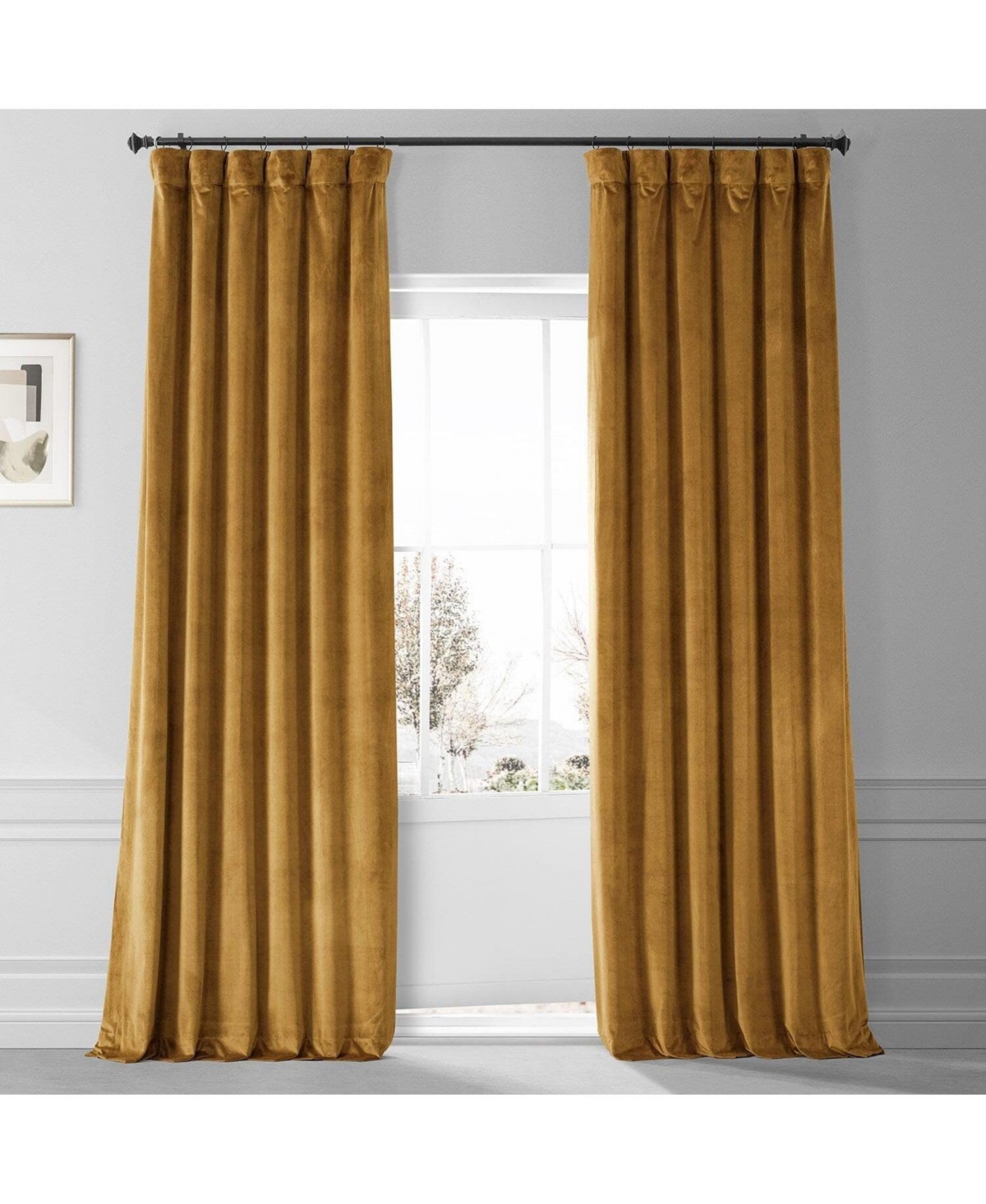 Half Price Drapes Apple Cider Gold Signature Plush Velvet Hotel Blackout Curtain In Gold