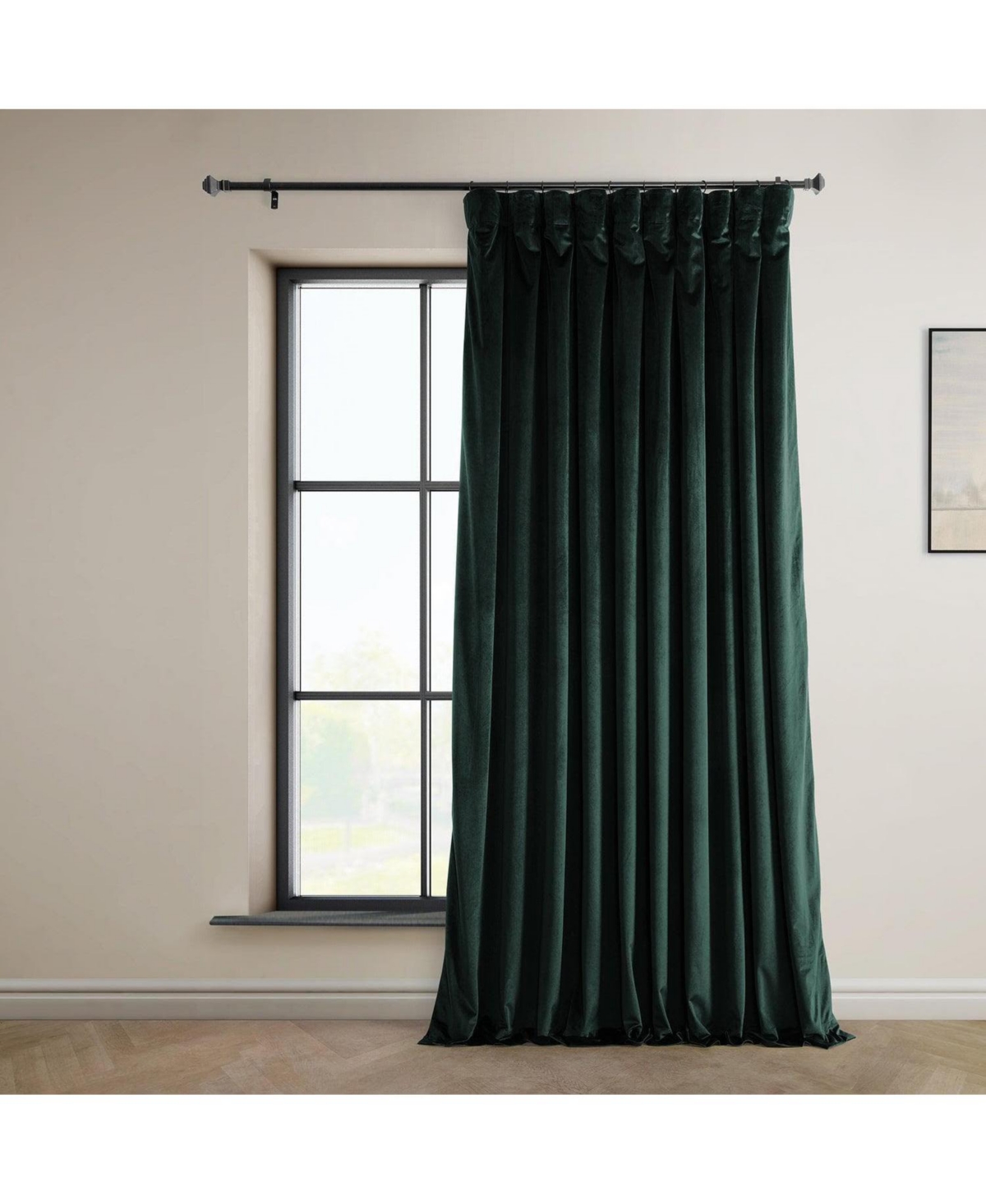 Half Price Drapes Extra Wide Heritage Plush Velvet Room Darkening Curtain - Forestry green