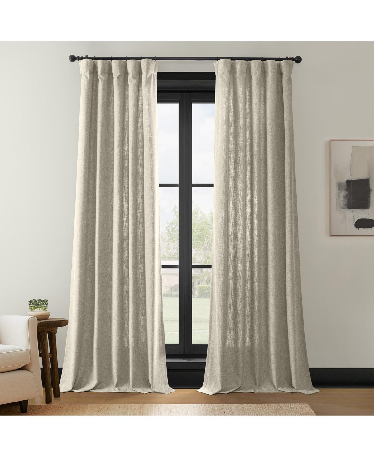 Half Price Drapes Light Beige Simply Faux Linen Light Filtering Curtain Pair (2 Panels)