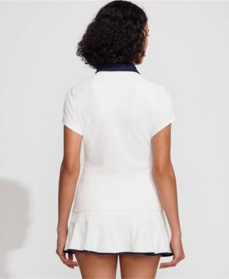 Women's Long SunShade UPF 50 Short Sleeve Pique Johnny Collar Rash Guard