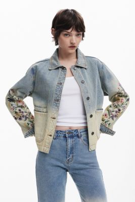 Дизайнерские женские джинсы-кюлоты с цветочным рисунком