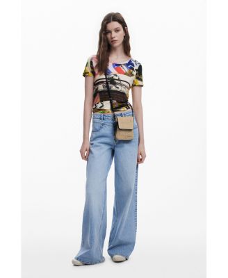 Дизайнерский женский кошелек-держатель для телефона из рафии Desigual