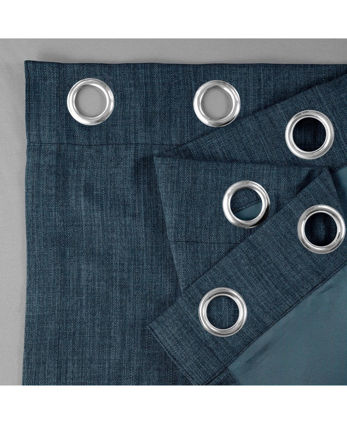 Half Price Drapes Story Blue Grommet Textured Faux Linen Room Darkening Curtain In Blue