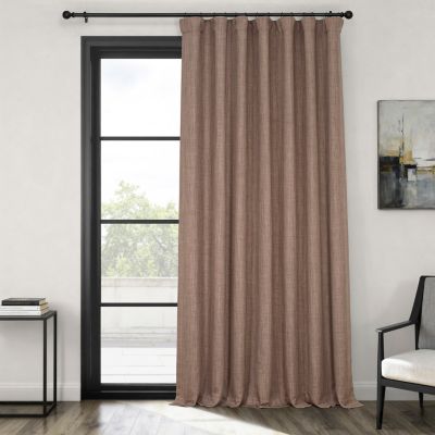 Extra Wide Textured Faux Linen Room Darkening Curtain