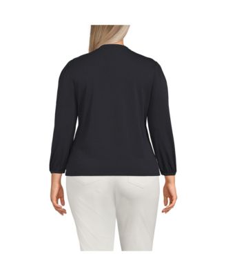 Легкий трикотажный топ с застежкой на пуговицы от Lands' End Plus размера плюс