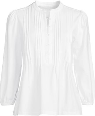 Plus Size Lightweight Jersey Button Pintuck Top