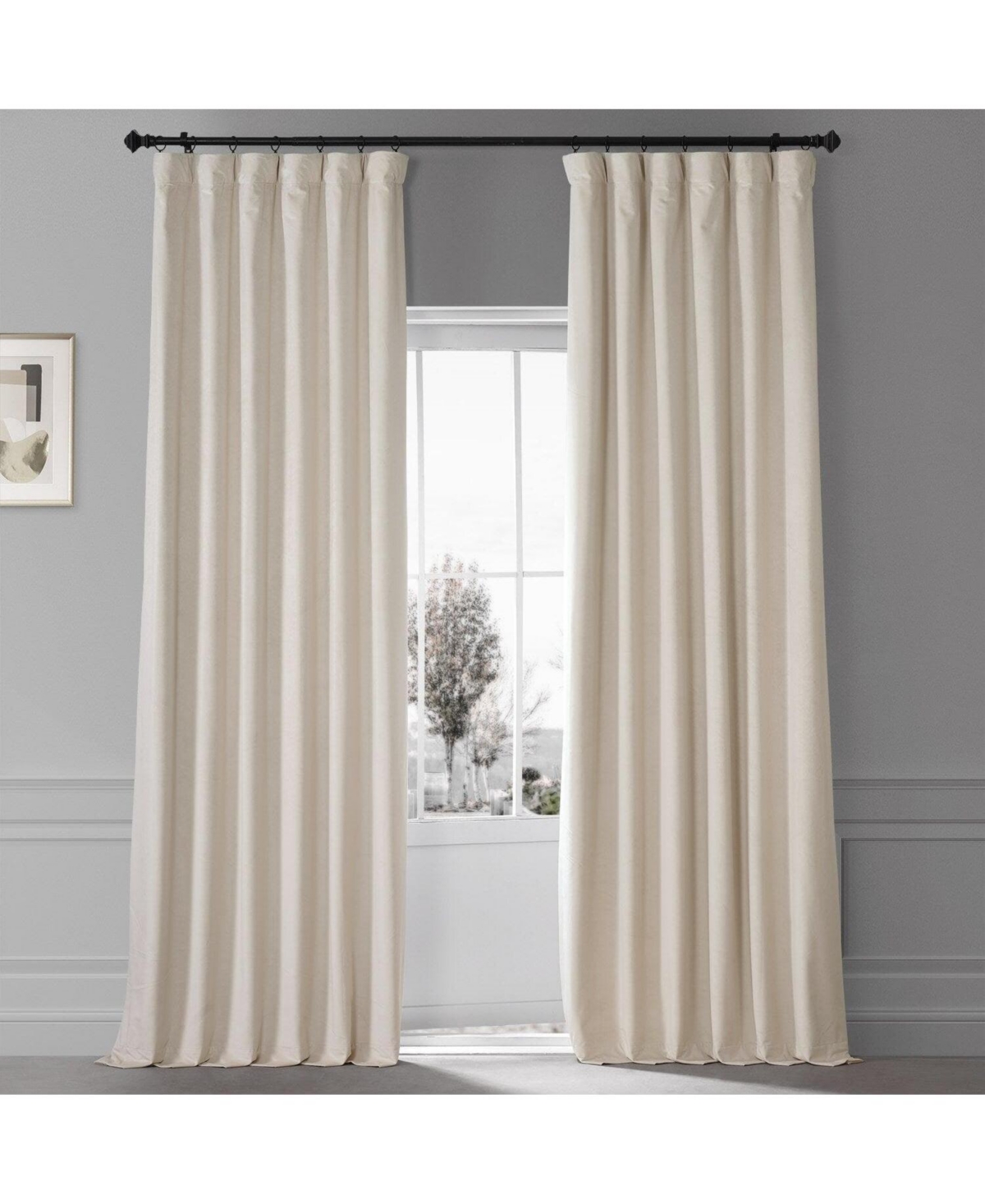 Diva Cream Signature Plush Velvet Hotel Blackout Curtain - Cream