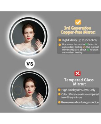 24" Round Shape Led Bathroom Mirror Anti-Fog Wall Mounted Backlit Vanity Mirror