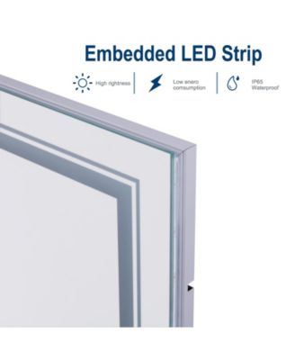 41.3 x 19.7 In Rectangular Led Backlit Illuminated Bathroom Mirror Wall Mounted Makeup Mirror