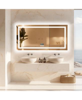 47 x 23 In Large Bluetooth Led Bathroom Mirror Smart Wall Vanity Mirror Anti-Fog