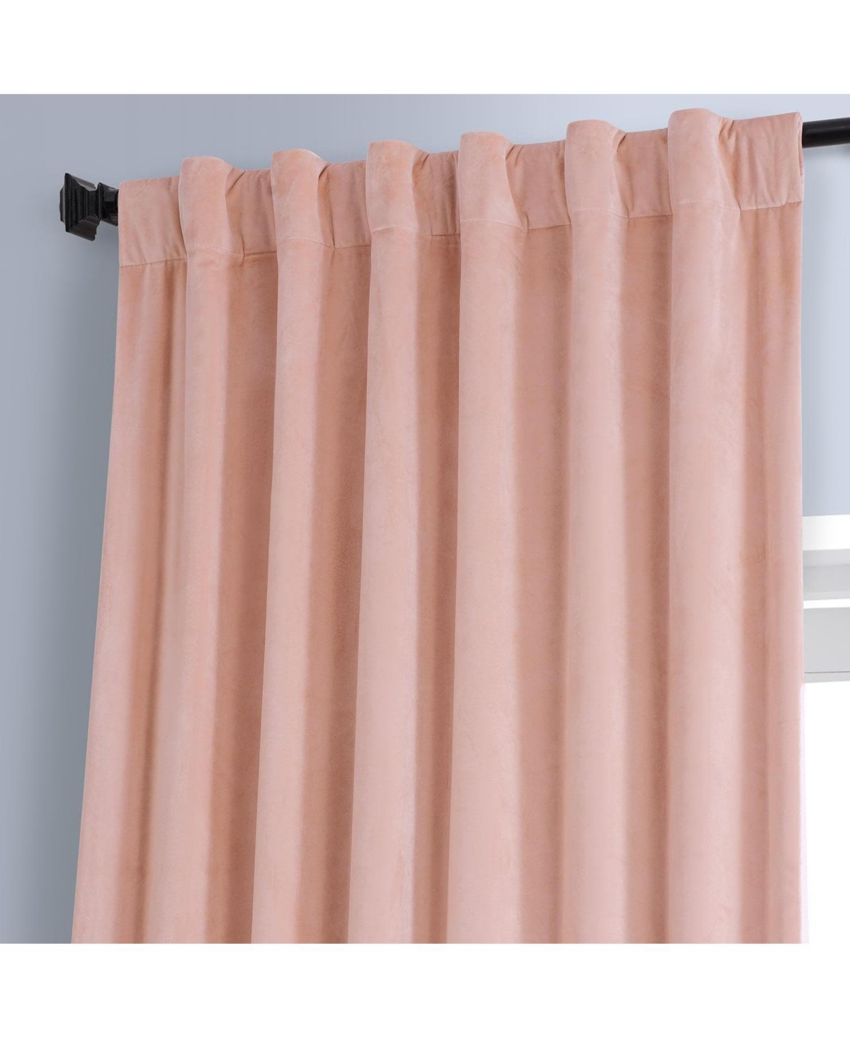 Half Price Drapes Apricot Blossom Signature Plush Velvet Hotel Blackout Curtain In Pink