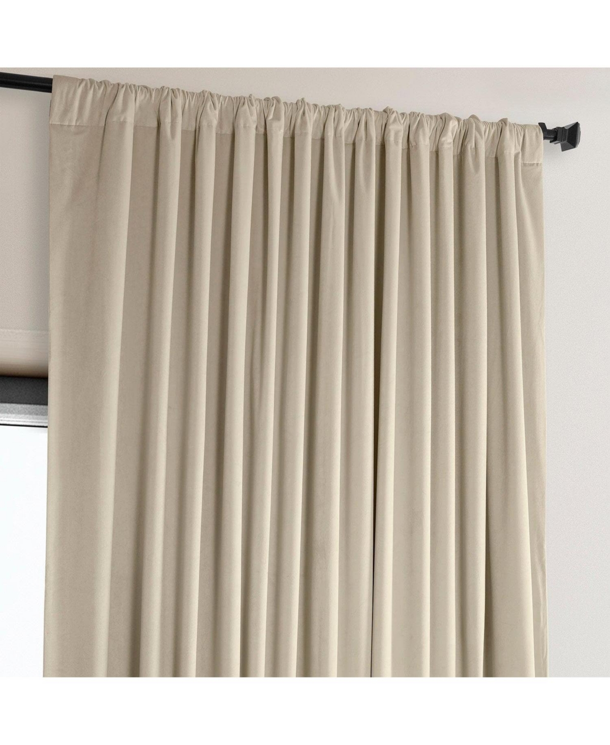 Half Price Drapes Angora Beige Extra Wide Signature Plush Velvet Hotel Blackout Curtain In Beige,tan