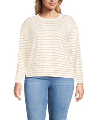 Plus Size Long Sleeve Mariner Jersey Crewneck Tee