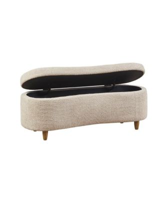 Flip Top Storage Bench in Taupe, Upholstered Storage Ottoman with Solid Wood Legs-The Pop Home