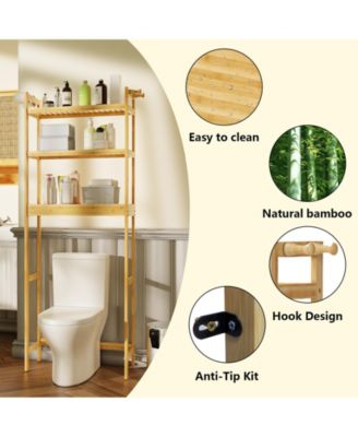 Over The Toilet Storage Rack Bathroom Organizer with 3 Tier Adjustable Height Shelf