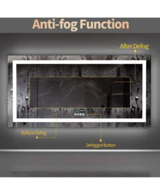 39.37 x 23.62 In Rectangle LED Lighted Bathroom Mirror Bluetooth Speaker Dimming Vanity Mirror