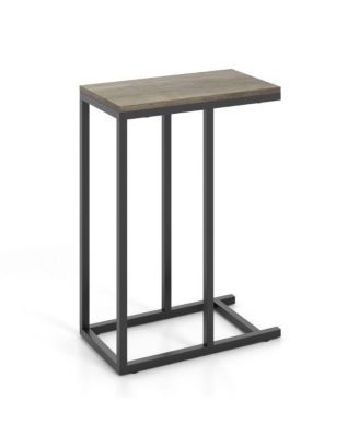 Modern C Shape Side Table with Sturdy Metal Frame for Living Room and Bedroom