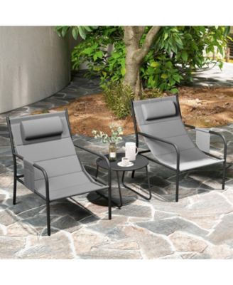3-Piece Outdoor Bistro Set Patio Chairs and Coffee Table for Balcony, Garden, or Deck