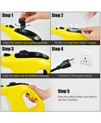 Handheld MultiPurpose Steam Cleaner with 17 Pieces, 350ml Large Capacity Steam Mop Continuous Fill water, Portable Chemical-Free Steamer for Home Use Carpet, Floors, Windows, 1400W