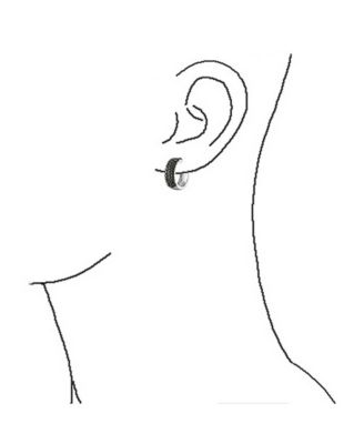 Black Pave CZ Hoop Earrings Small Wide Huggie Sterling Silver Kpop Style