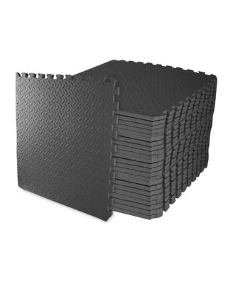 96 Sq Ft Interlocking Exercise Mat Tiles, Black (2 Pack)