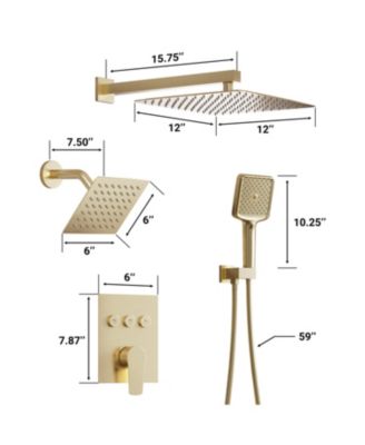 3-Function Dual Shower Head Pressure-balanced Shower System with 4 Sprays Handheld