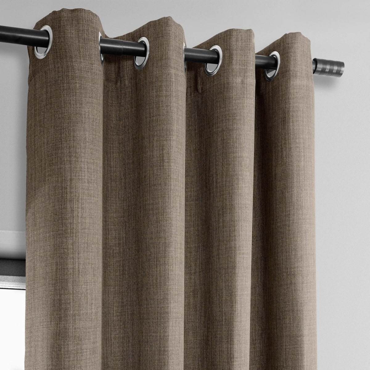 Half Price Drapes Grommet Textured Faux Linen Room Darkening Curtain