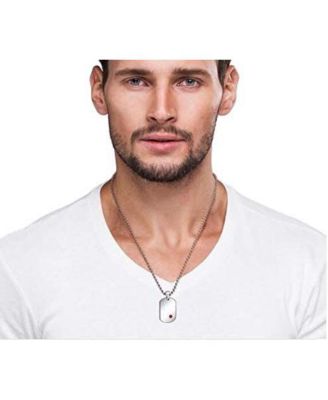 Medical ID Dog Tag Steel Pendant Necklace 20" Chain