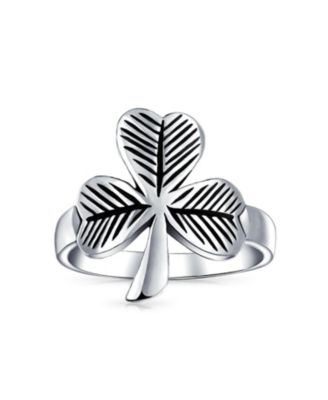 Saint Patrick's Good Luck Celtic Silver Ring with Trinity Shamrock Design