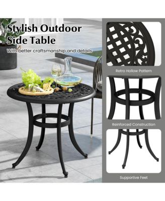Cast Aluminum Patio Table 24''Outdoor Round Side Table Anti-Rust Coffee Bistro Table