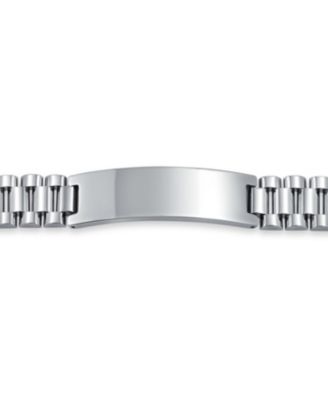 Silver Tone Stainless Steel ID Bracelet with Name Plate - 8 8.5 Inch
