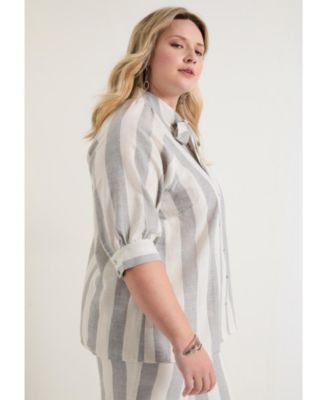 Июнь + Блузка большого размера Vie Июнь + Блузка большого размера с завязкой на шее и пуговицах